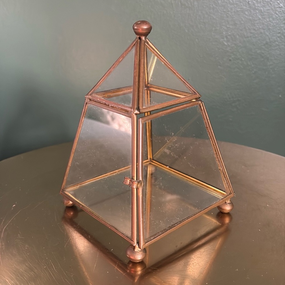 Vintage brass and glass terrarium